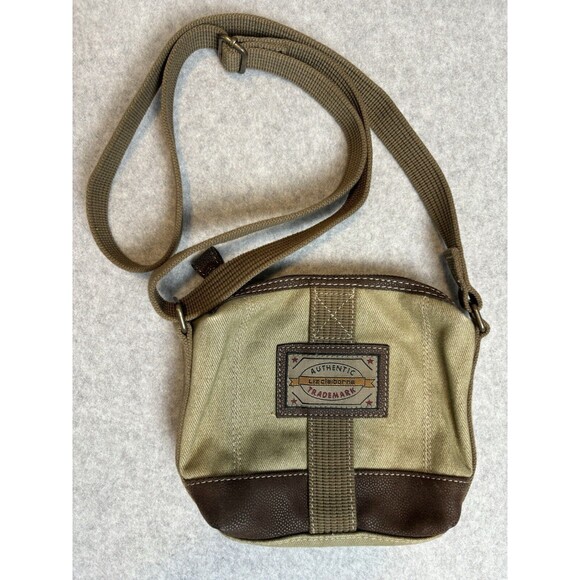 Liz Claiborne Canvas Satchel Small Green Crossbody Shoulder Messenger Bag - Picture 1 of 11